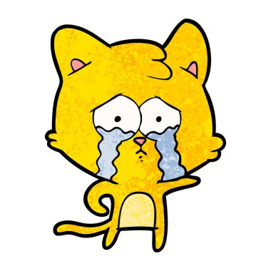 vektör çizim karikatür ağlayan kedi