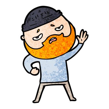 Sakallı endişeli adam çizgi film