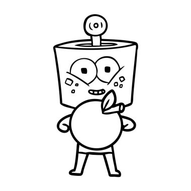 mutlu karikatür robot apple ile