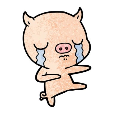 vektör çizim karikatür domuz ağlama