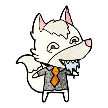 vektör çizim karikatür aç kurt