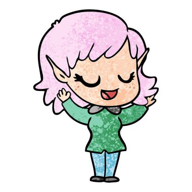 mutlu karikatür elf kızı