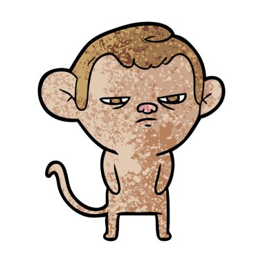 Vektör çizim üzerinde beyaz izole karikatür kızgın maymun