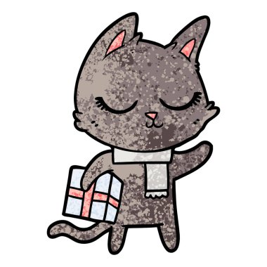 Sakin karikatür kedi vektör çizim