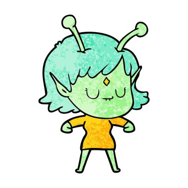 vektör çizim karikatür uzaylı kız