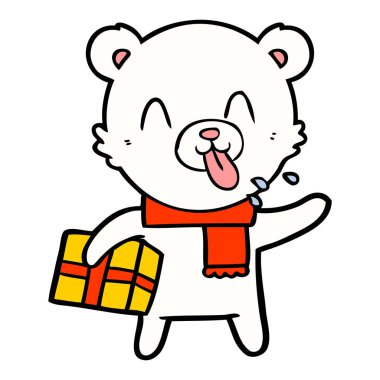 Kutup ayısı Noel mevcut karikatür ile