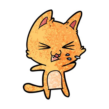 vektör çizim karikatür kedi tıslama