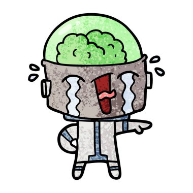 vektör çizim robot ağlıyor çizgi film