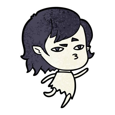 Çizgi filmdeki vampir kızın vektör çizimi