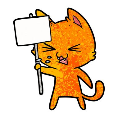 vektör çizim karikatür kedi protesto