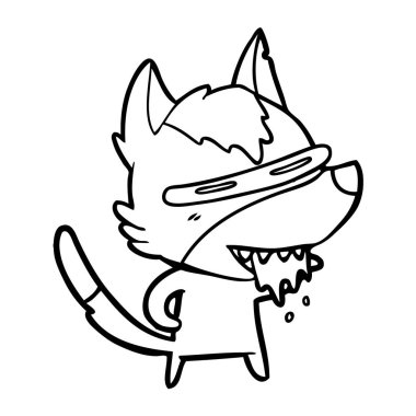 vektör çizim karikatür aç kurt