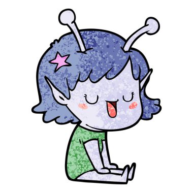 mutlu uzaylı kız çizgi film gülüyor