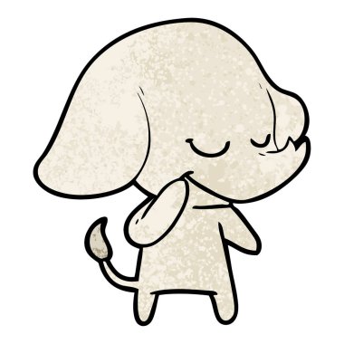 vektör çizim karikatür fil gülümseyen