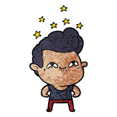 vektör çizim karikatür dostum heyecanlı