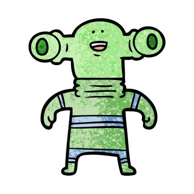 Dostu karikatür uzaylı vektör çizim