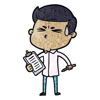 vektör çizim karikatür adam terleme