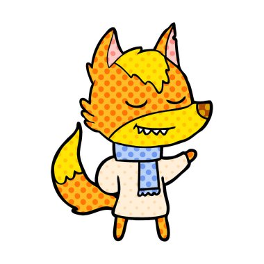 Tilki çizgi film karakteri vektör çizim