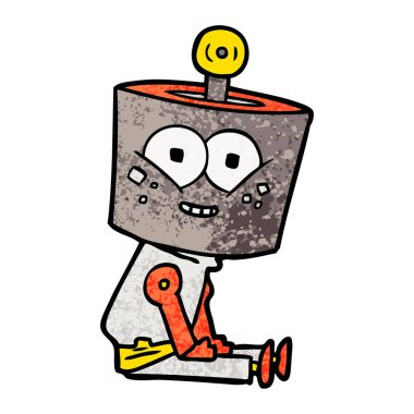 mutlu karikatür robot vektör çizim