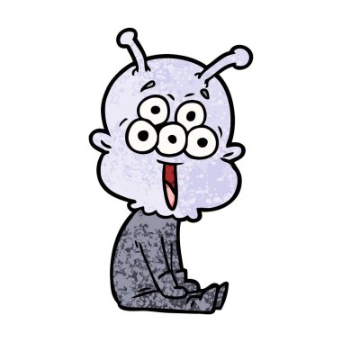 mutlu çizgi film uzaylı vektör çizim