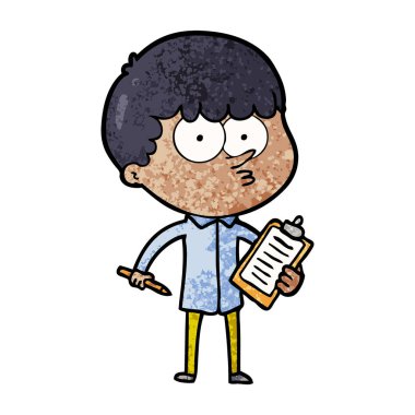 Not alma karikatür meraklı çocuk