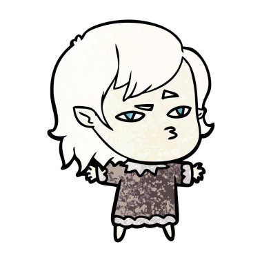 Çizgi filmdeki vampir kızın vektör çizimi