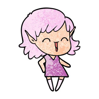 vektör çizim karikatür elf kızı