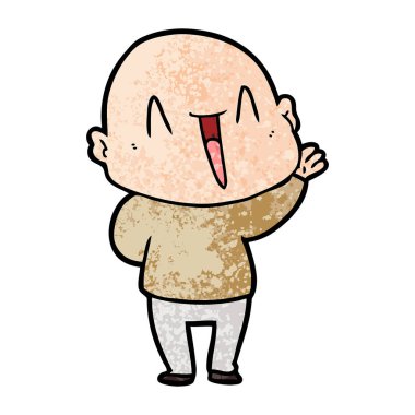 mutlu karikatür kel adam