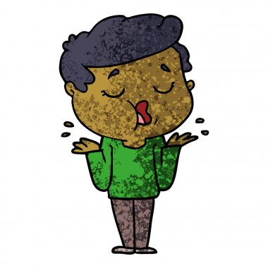 ve omuzlarında shrugging konuşuyor karikatür adam