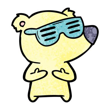 çizgi film ayı güneş gözlüğü takıyor