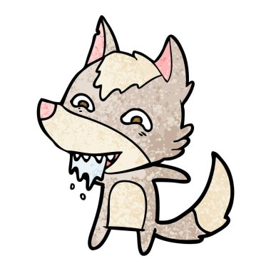 vektör çizim karikatür aç kurt