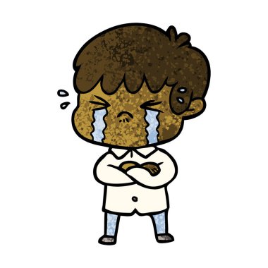 çocuk çizgi film ağlama vektör çizim