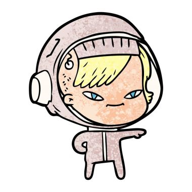 vektör çizim karikatür astronot kadın
