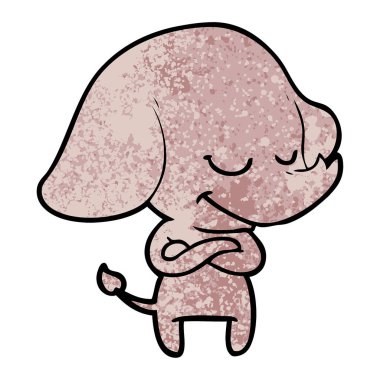 vektör çizim karikatür fil gülümseyen