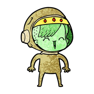 mutlu karikatür alan kız