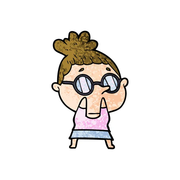 Cartoon Woman Wearing Glasses — Stock Vector