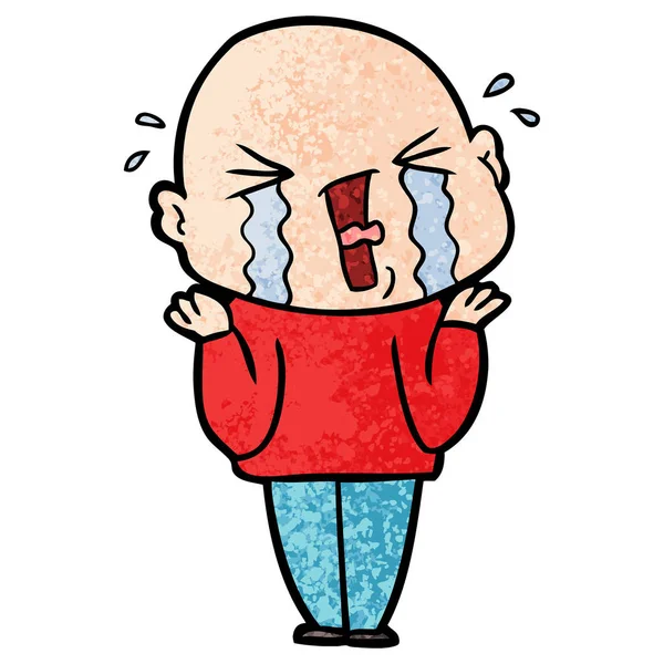 Cartoon Crying Bald Man — Stock Vector