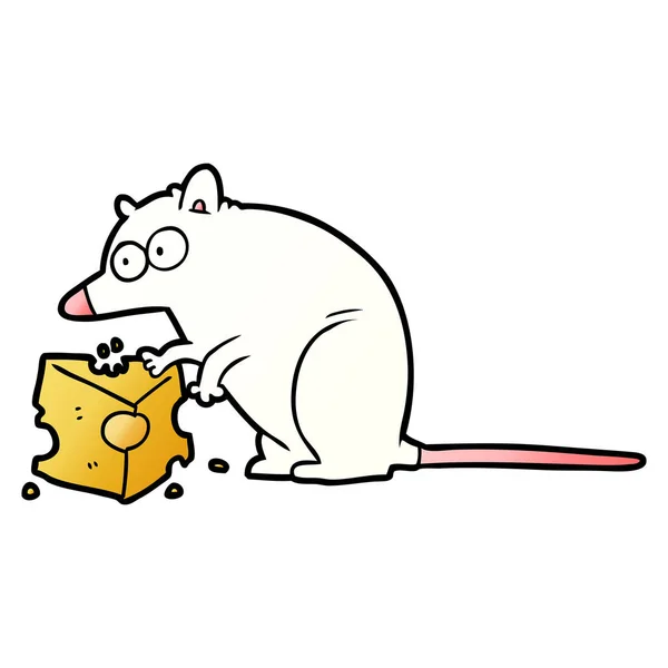 Cartoon Mouse Con Formaggio — Vettoriale Stock