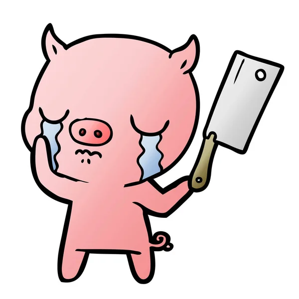 Vector Illustration Cartoon Pig Crying — Stock Vector