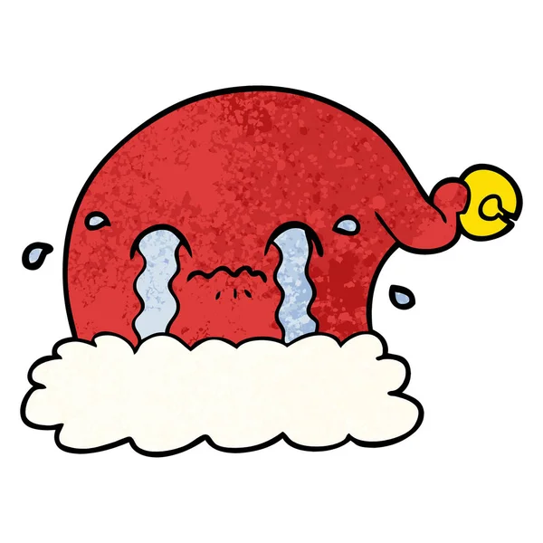 Cartoon Christmas Santa Hat Crying — Stock Vector