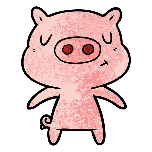 Vector Illustration Cartoon Content Pig — Stock Vector