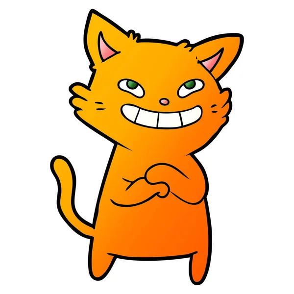 Vectorillustratie Van Happy Cartoon Kat — Stockvector