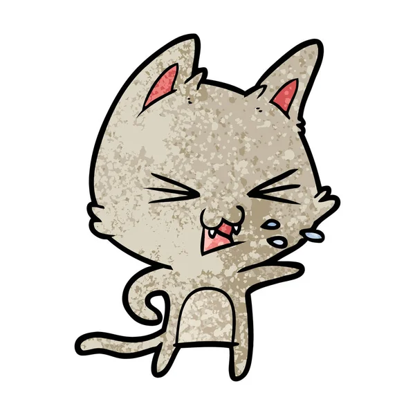 Vektorové Ilustrace Kreslené Kočky Syčí — Stockový vektor