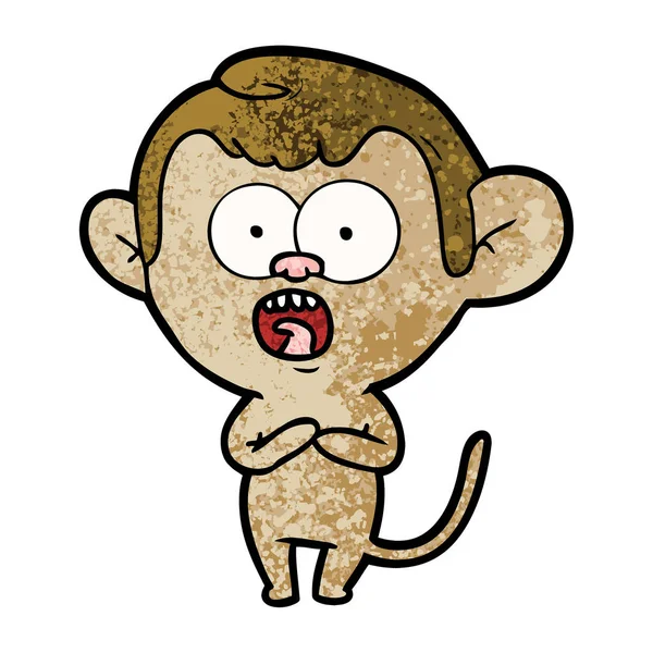 Vektorillustration Tecknad Chockad Monkey — Stock vektor