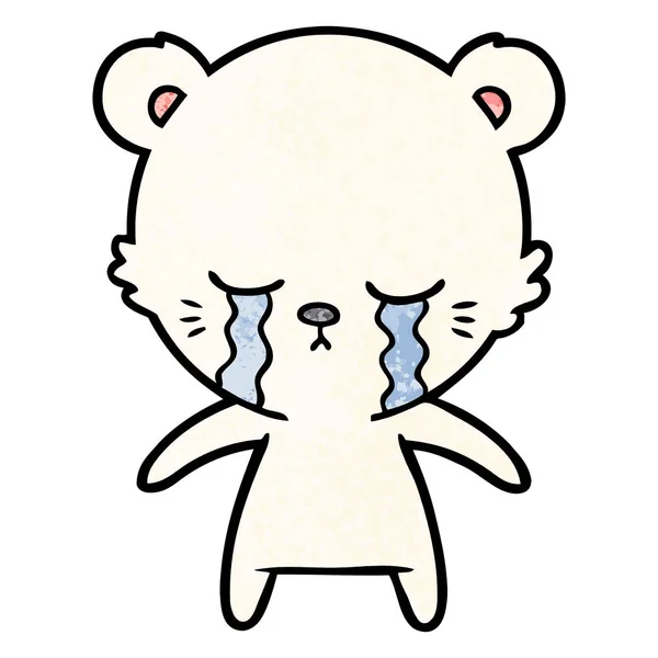 Vector Illustration Crying Cartoon Polar Bear — Stock Vector