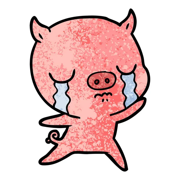 Illustration Vectorielle Cochon Dessin Animé Pleurer — Image vectorielle