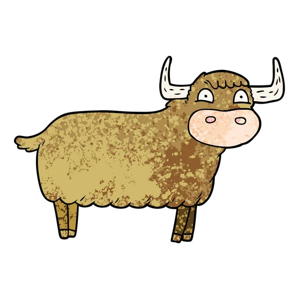 Εικονογράφηση Διάνυσμα Highland Κινούμενα Σχέδια Αγελάδα — Διανυσματικό Αρχείο