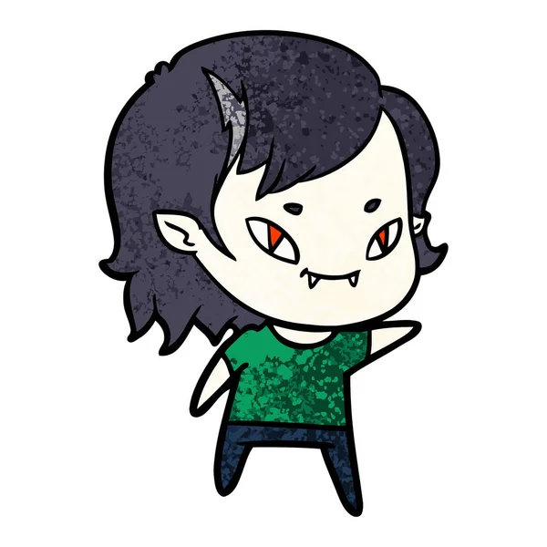 Desenho Animado Amigável Vampiro Menina — Vetor de Stock
