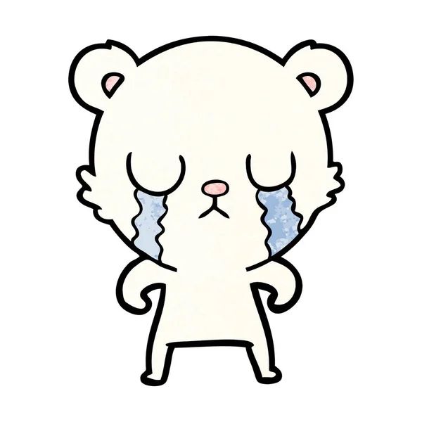 Triste Poco Polar Oso Dibujos Animados — Vector de stock