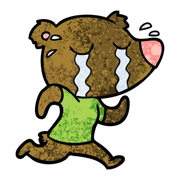 Vector Illustration Cartoon Crying Bear — Stock Vector
