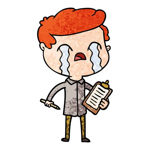 泣いて漫画セールスマンのベクトル イラスト — ストックベクタ